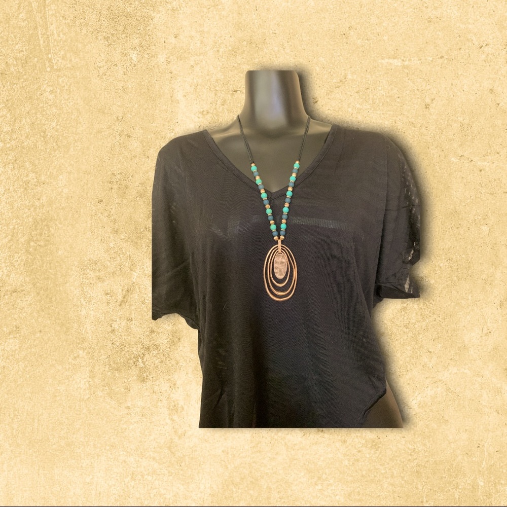 205. Long beaded necklace and earring set